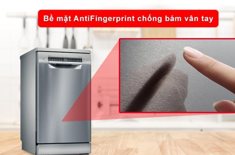 Lớp chất liệu AntiFingerprint chống bám vân tay trên máy rửa bát Bosch SPS4EMI60E.