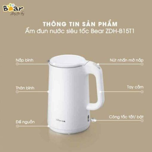 Bình đun nước siêu tốc Bear ZDH-B15T1