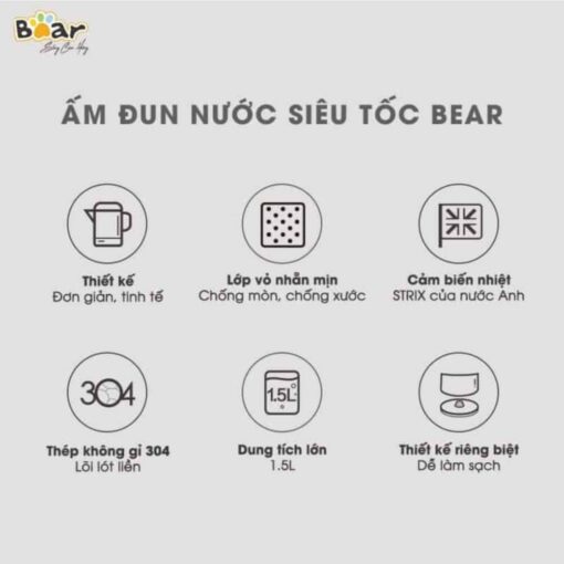 Bình đun nước siêu tốc Bear ZDH-B15T1